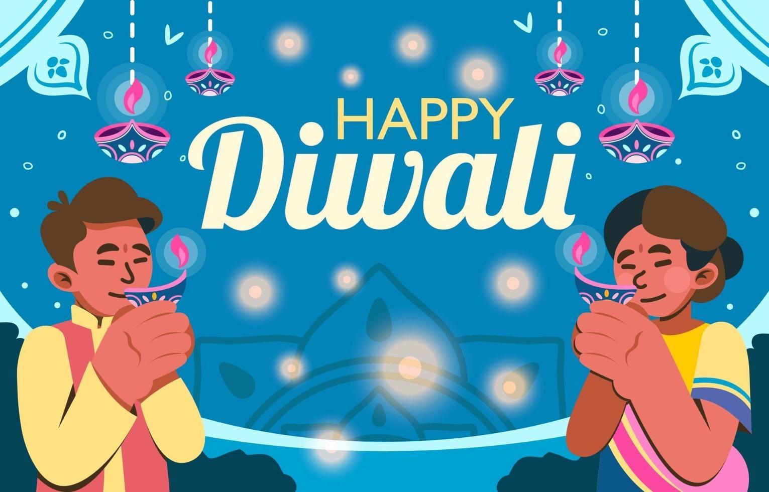 rezar de la tradición de diwali vector