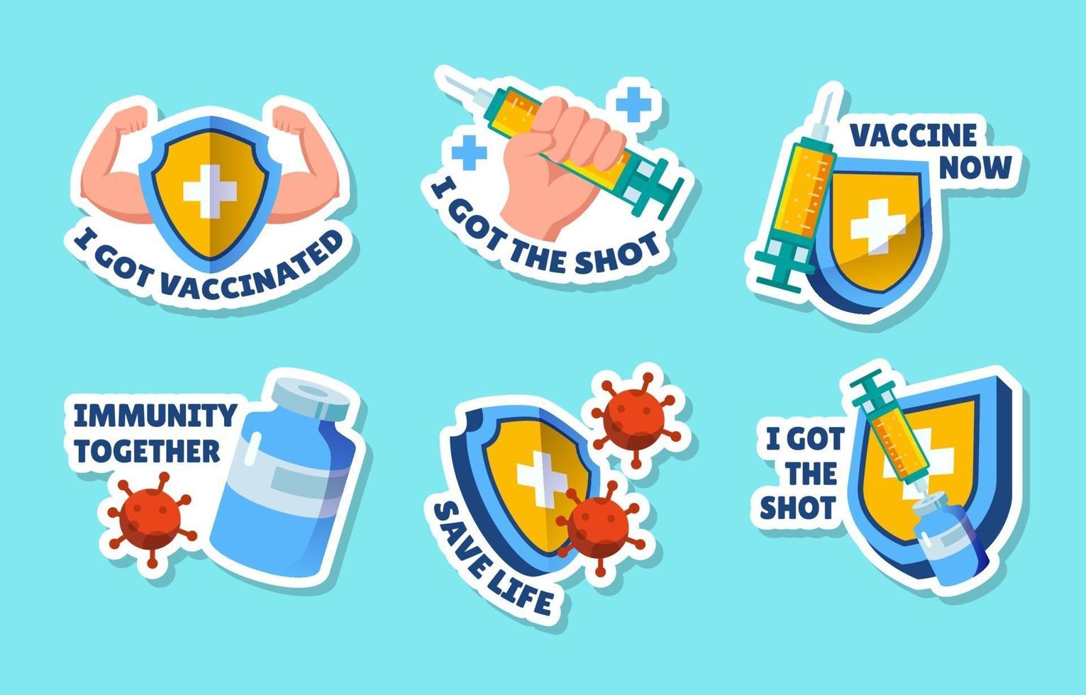 Sticker Set of After Vaccine Movement vector