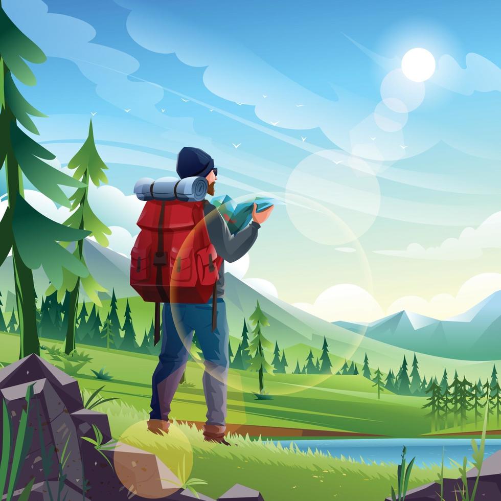 Traveling in The Nature Concept vector