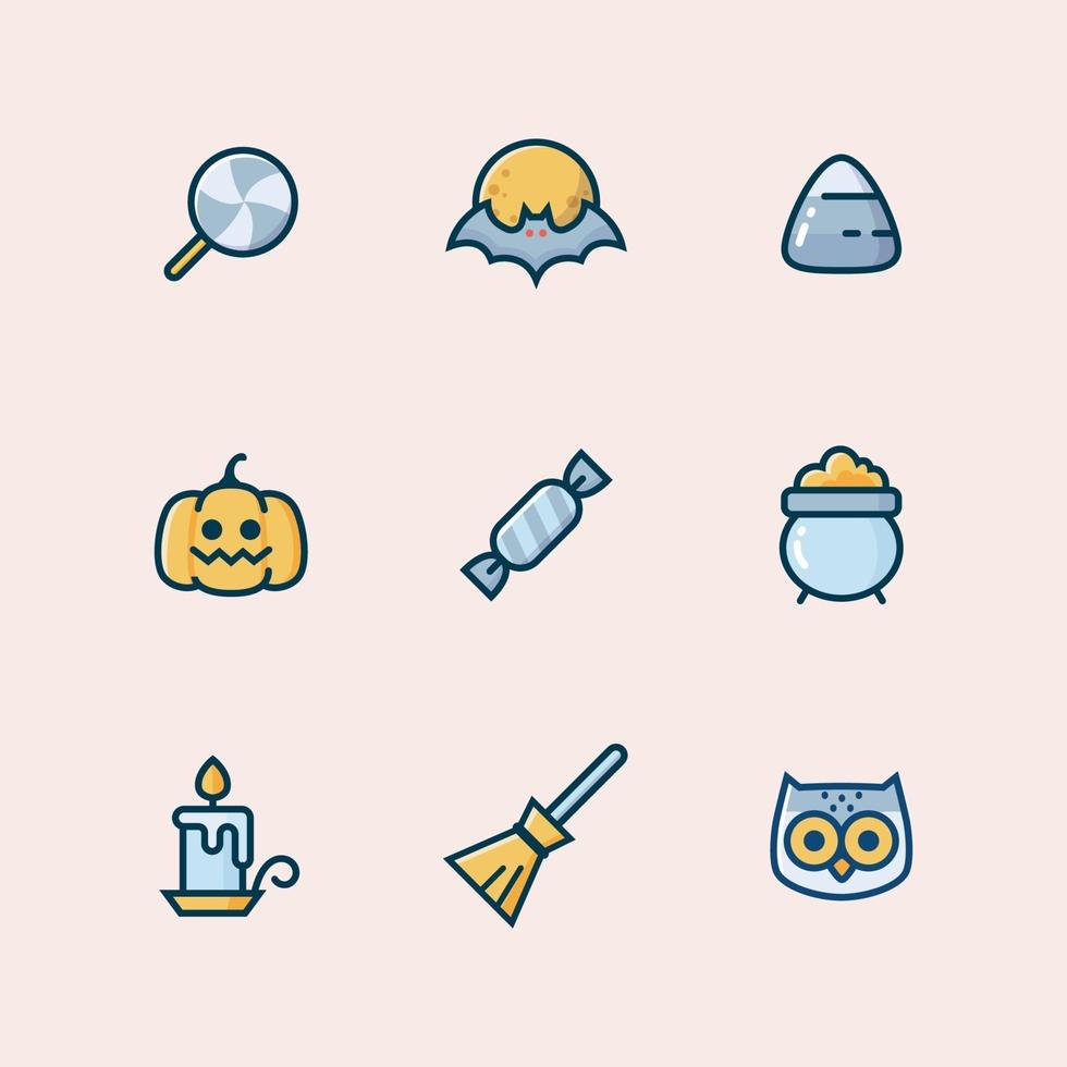 conjunto de icono de línea de halloween vector