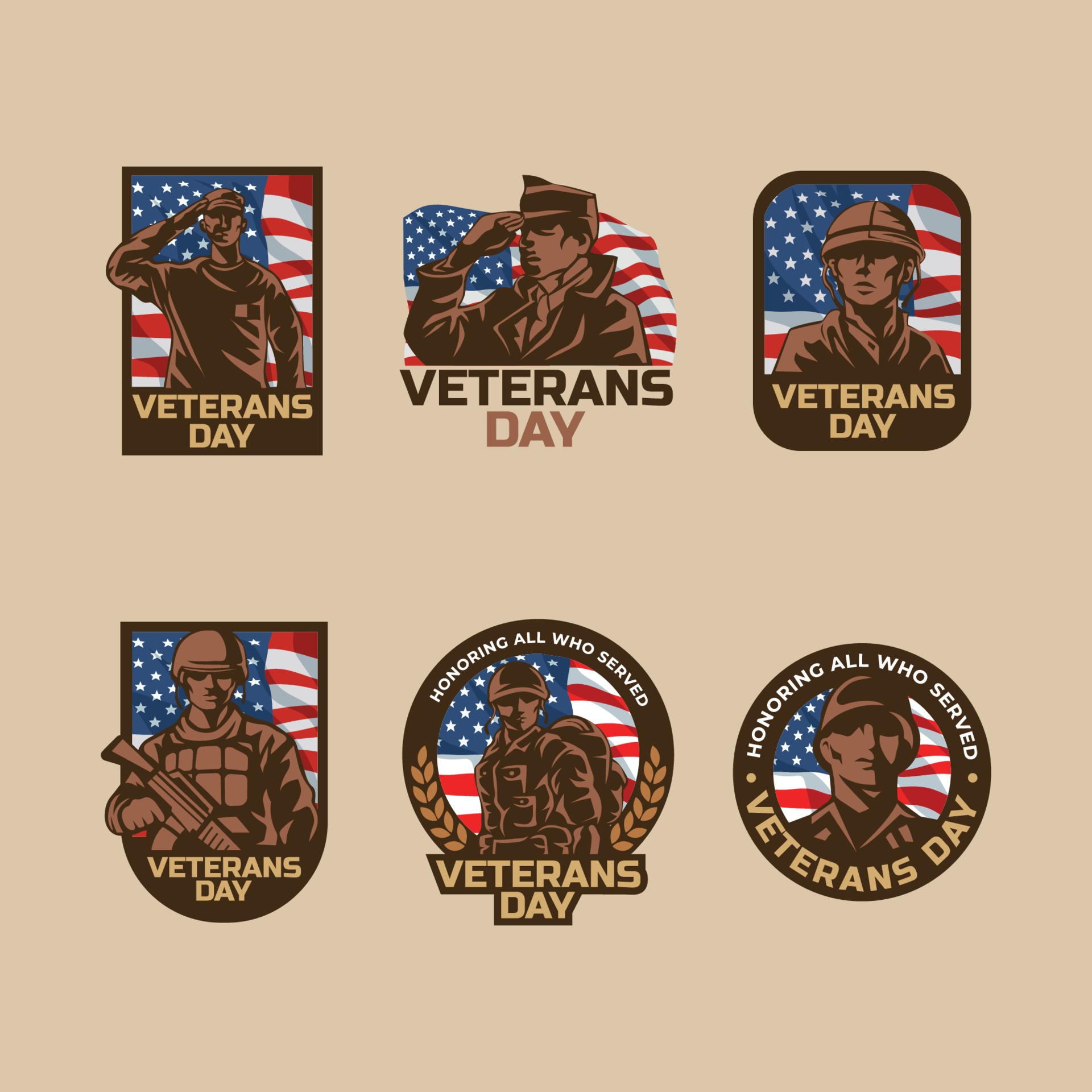 Set of Veterans Day Sticker 3262590 Vector Art at Vecteezy