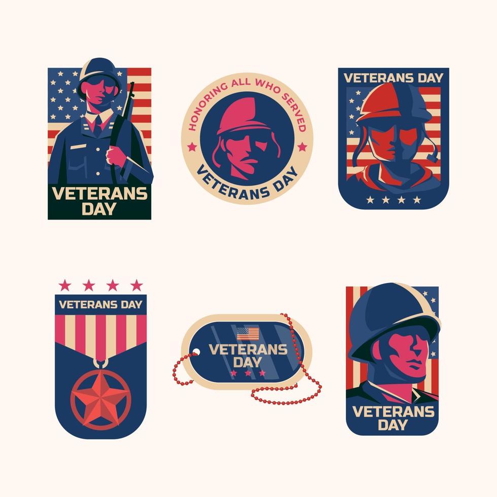 Set of Veterans Day Sticker vector