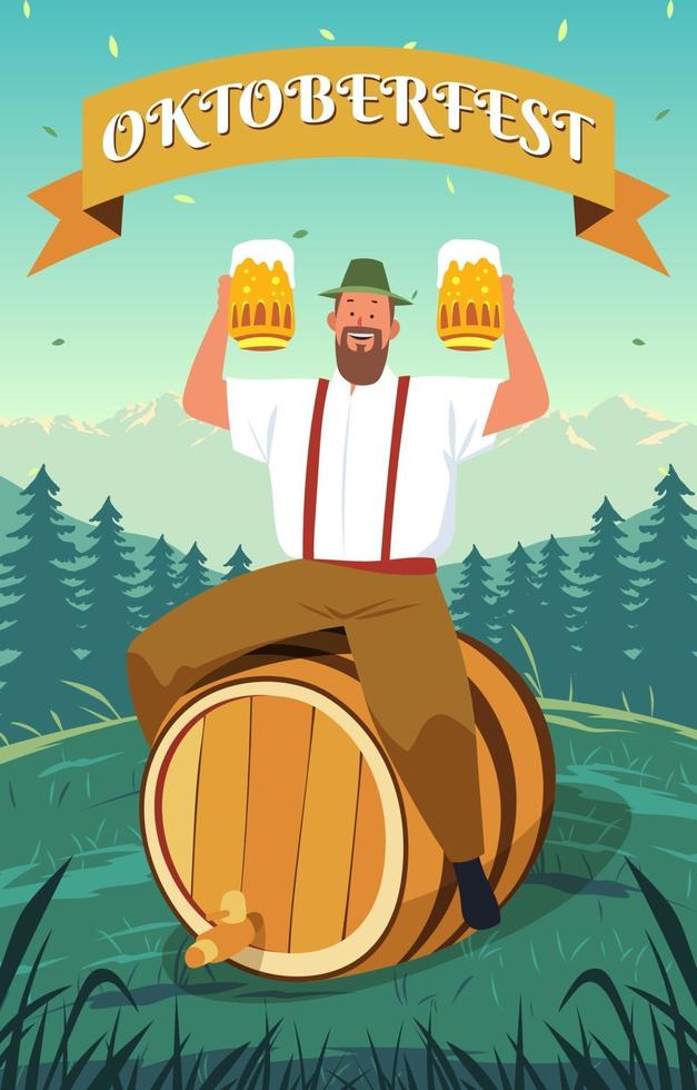 Man Drink Beer on Oktoberfest vector