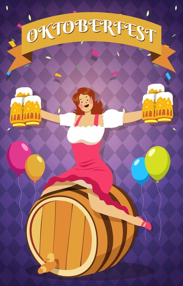 Woman Drink Beer on Oktoberfest vector