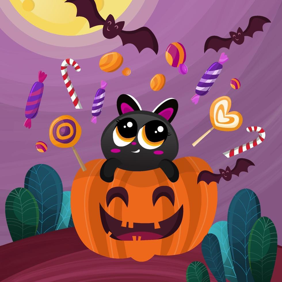 Trick or Treat Candy Cat vector