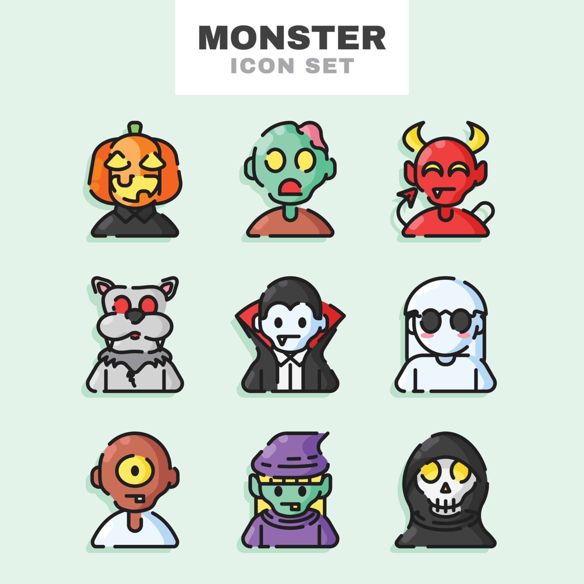 Download Monster Icon Set 3262610 Vector Art at Vecteezy