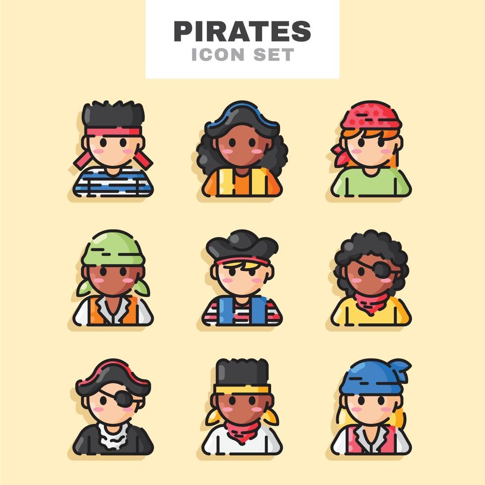 conjunto de iconos de piratas vector