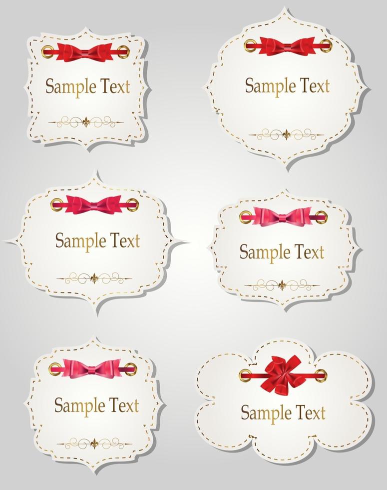 set of different gift cards with  ribbons,  design elements. vector