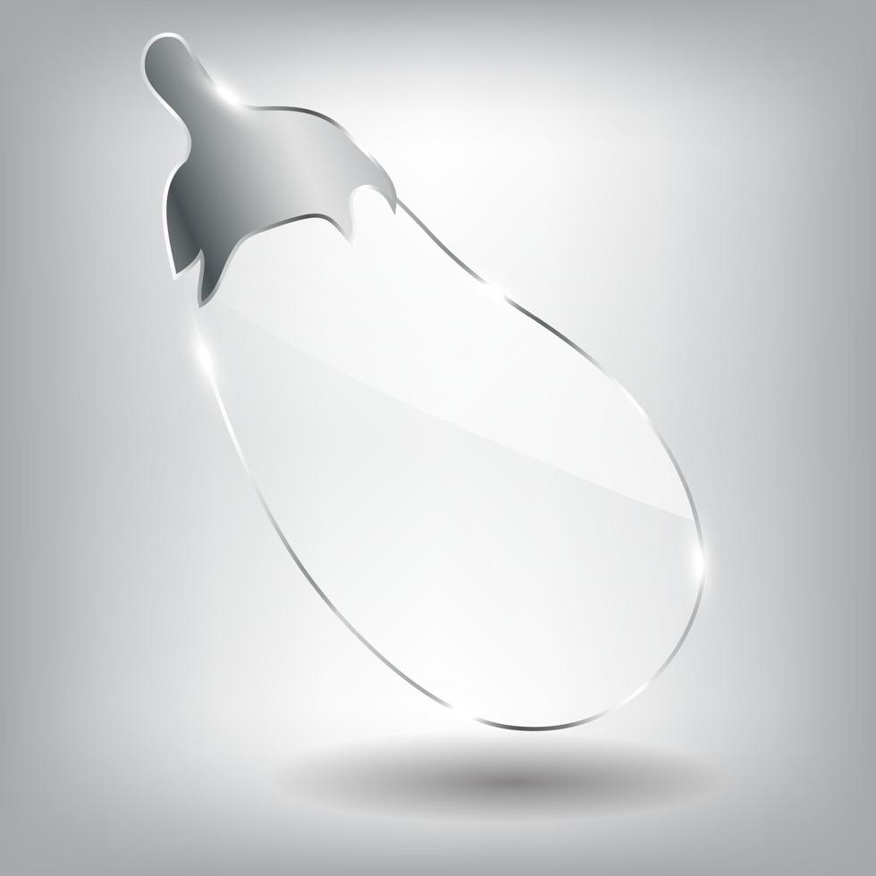 Realistic glass eggplant. Vector illustration.