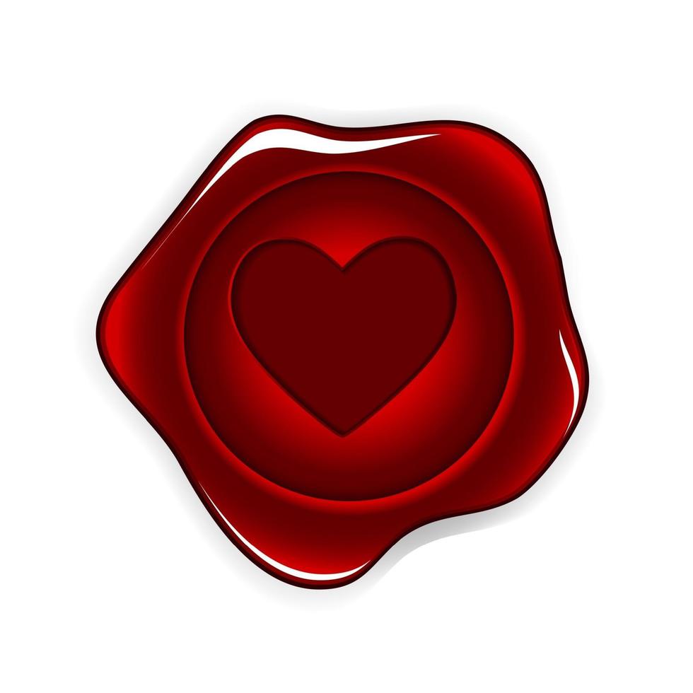 wax seal heart vector illustration