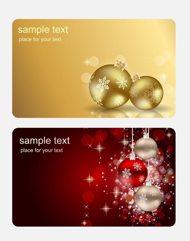 Set of cards with Christmas BALLS, stars and snowflakes, illustration vector