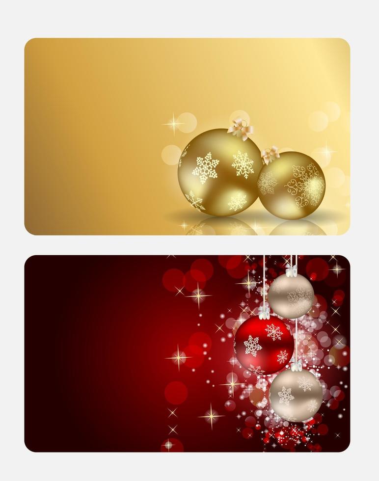 conjunto de tarjetas con bolas de navidad, estrellas y copos de nieve, ilustración vector