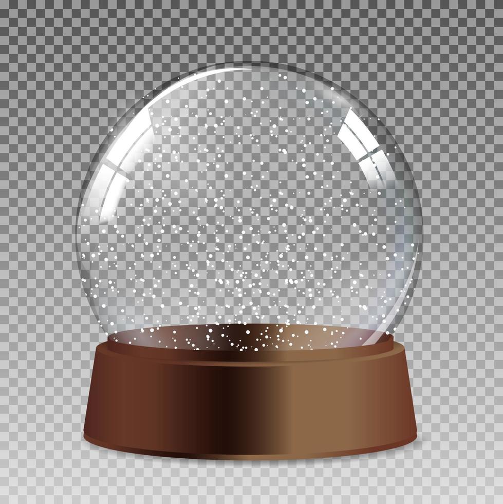 Snow realistic transparent glass globe for Christmas and New Year gift vector