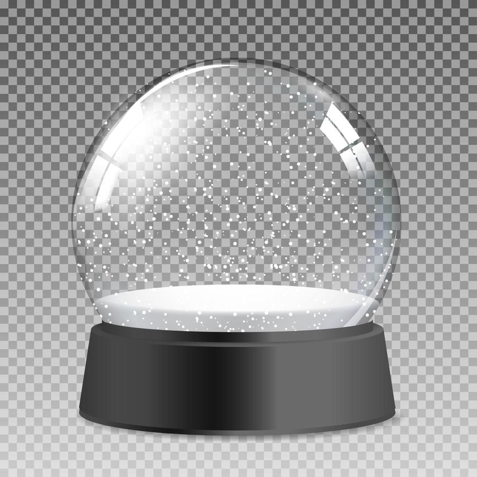 Snow realistic transparent glass globe for Christmas and New Year gift vector