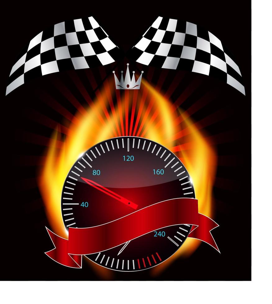 Checkered flag, speedometer. Vector Illustration.