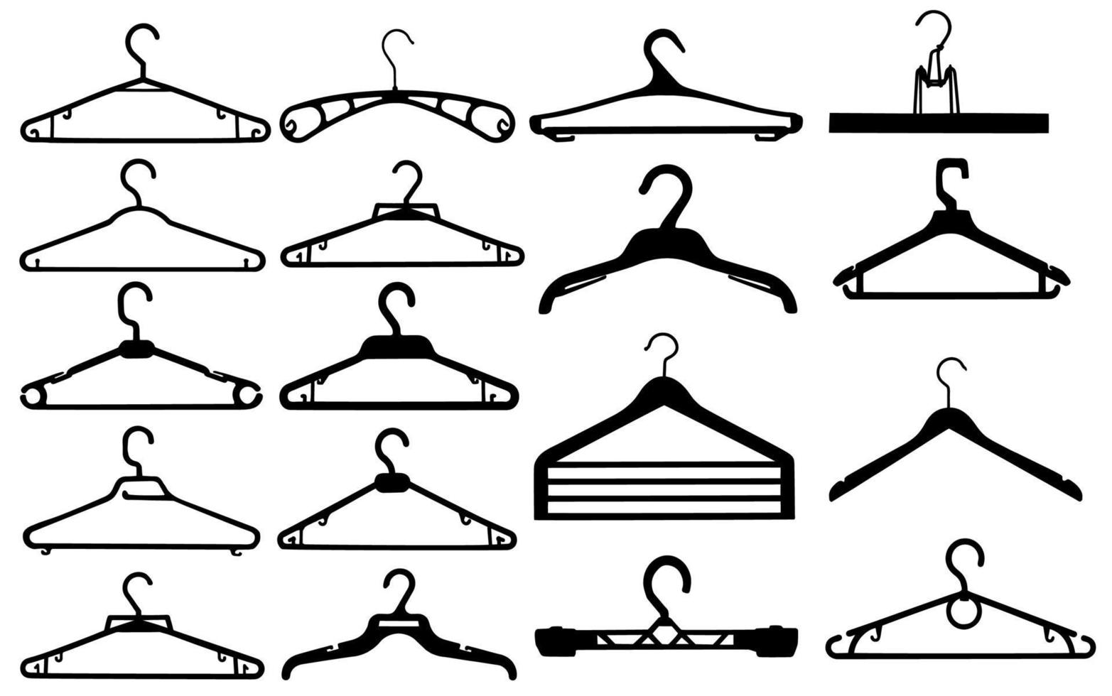 Ilustración de vector de colección de silueta de suspensión de ropa.