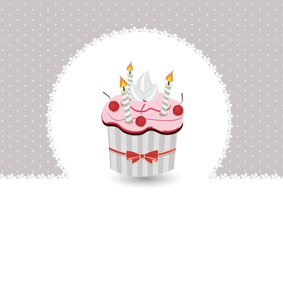 Vector illustration of Birthday card with cake