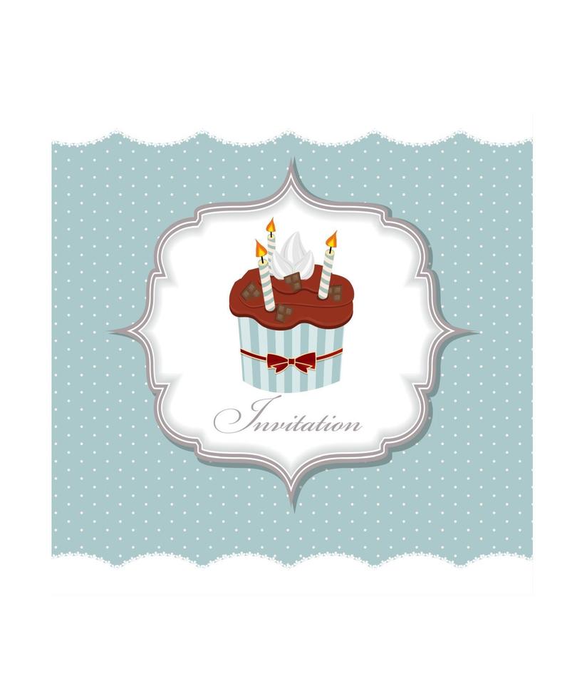 Ilustración de vector de tarjeta de invitación de cupcake