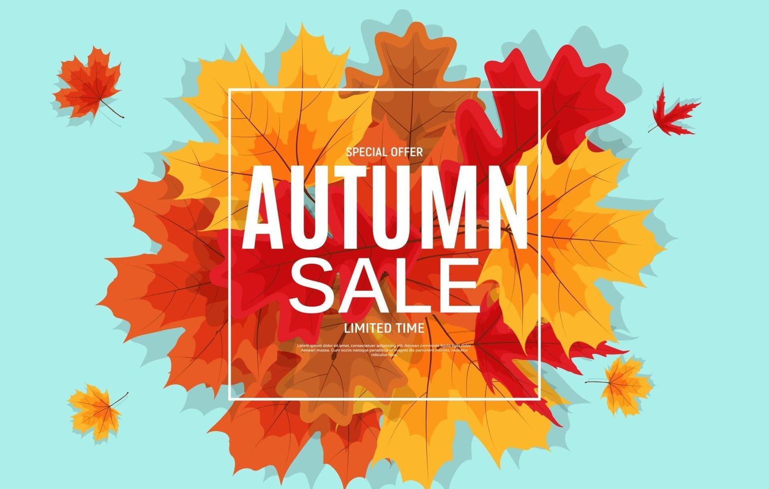 Shiny Autumn Leaves Sale Banner. Business Discount Card. vector