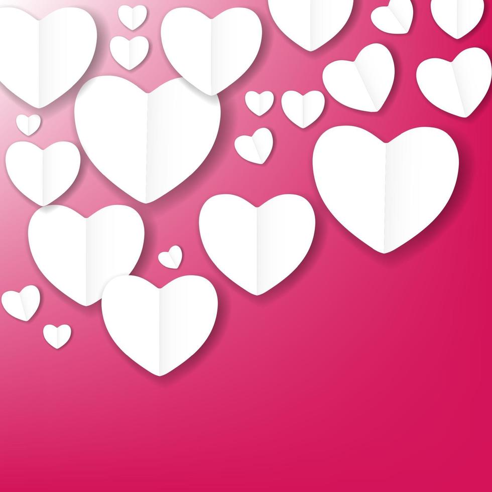 Valentines day paper heart background, vector illustration