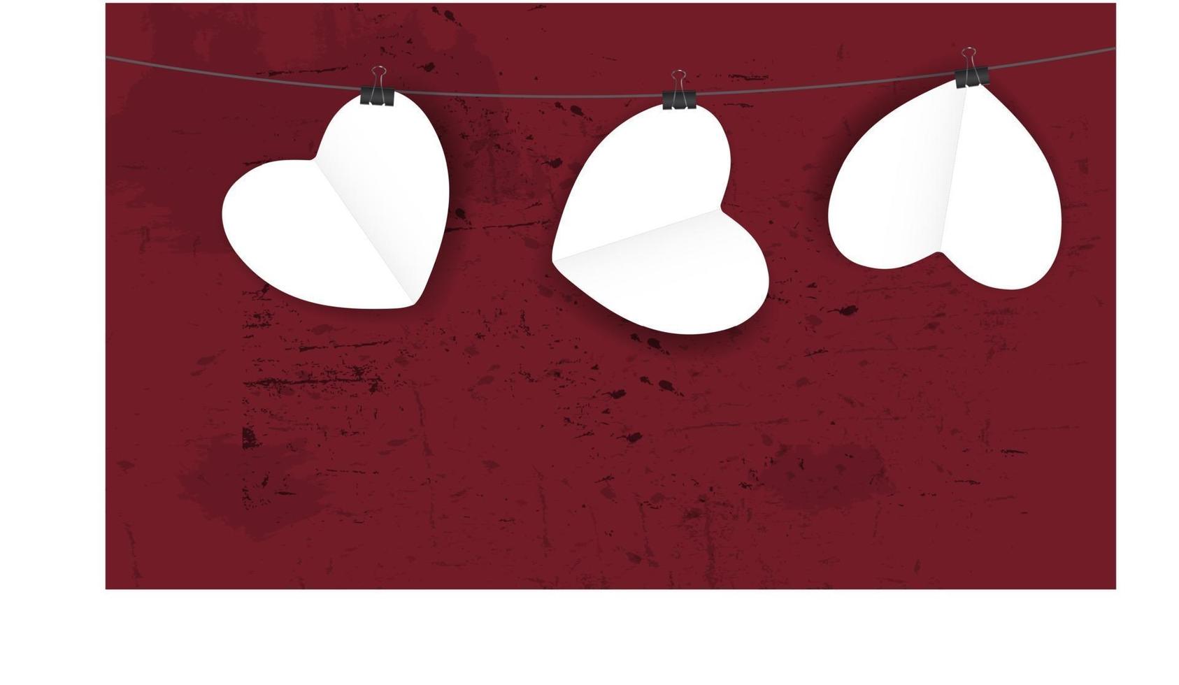 Valentines day paper heart background, vector illustration