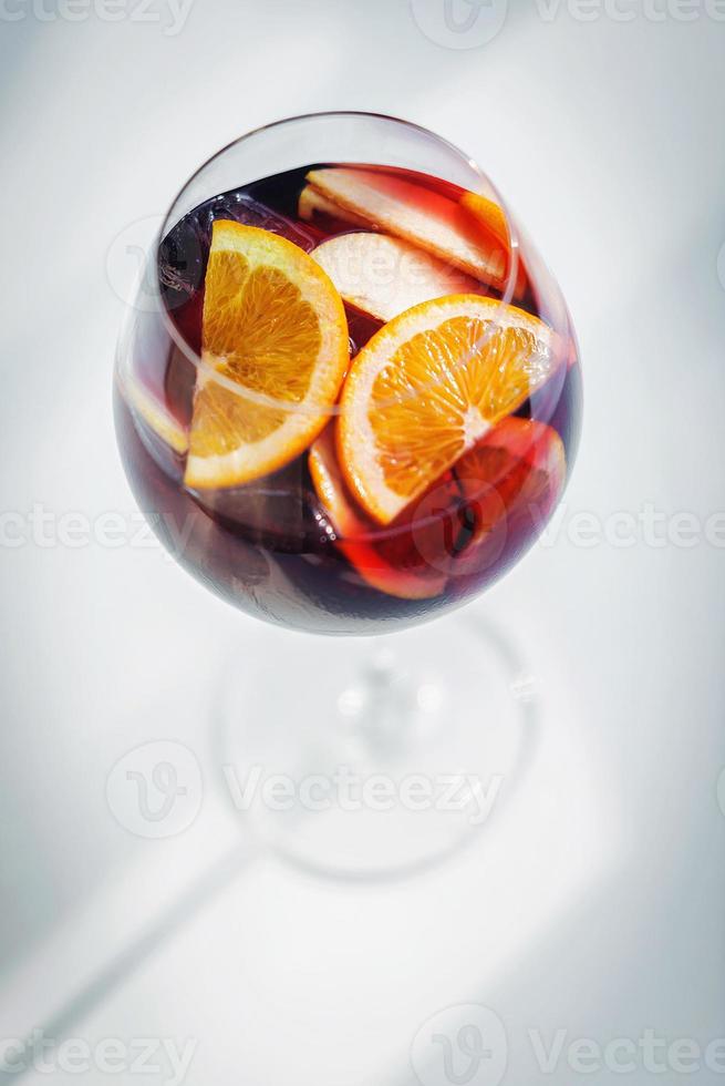 Red wine Spanish famous traditional fruity sangria gourmet cocktail drink photo