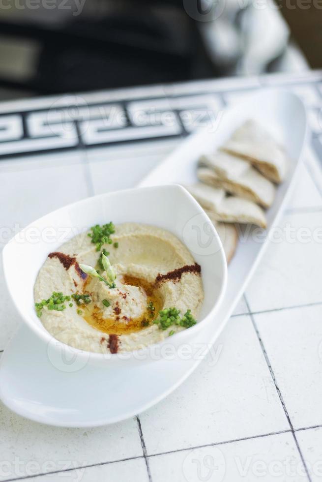 Hummus houmous Middle East vegetarian chickpea dip famous snack food photo