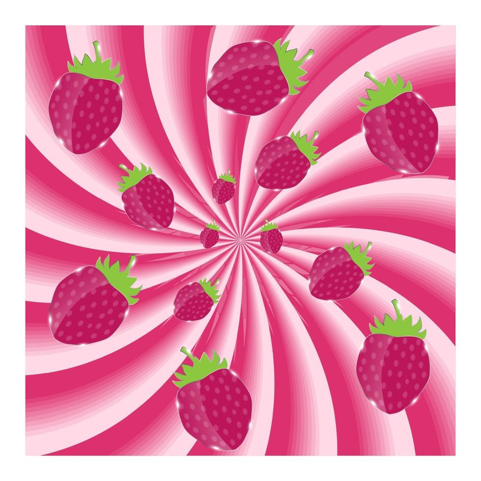 Strawberry abstract hypnotic background. vector illustration