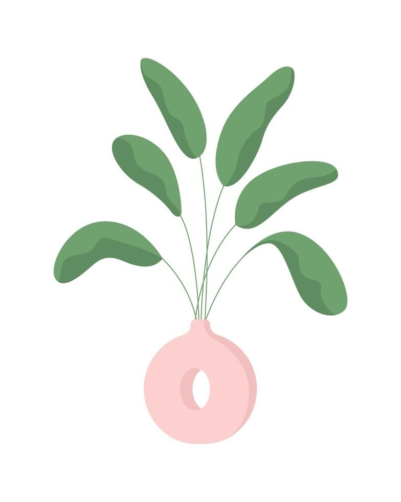 Greenery in unusual vase semi flat color vector object