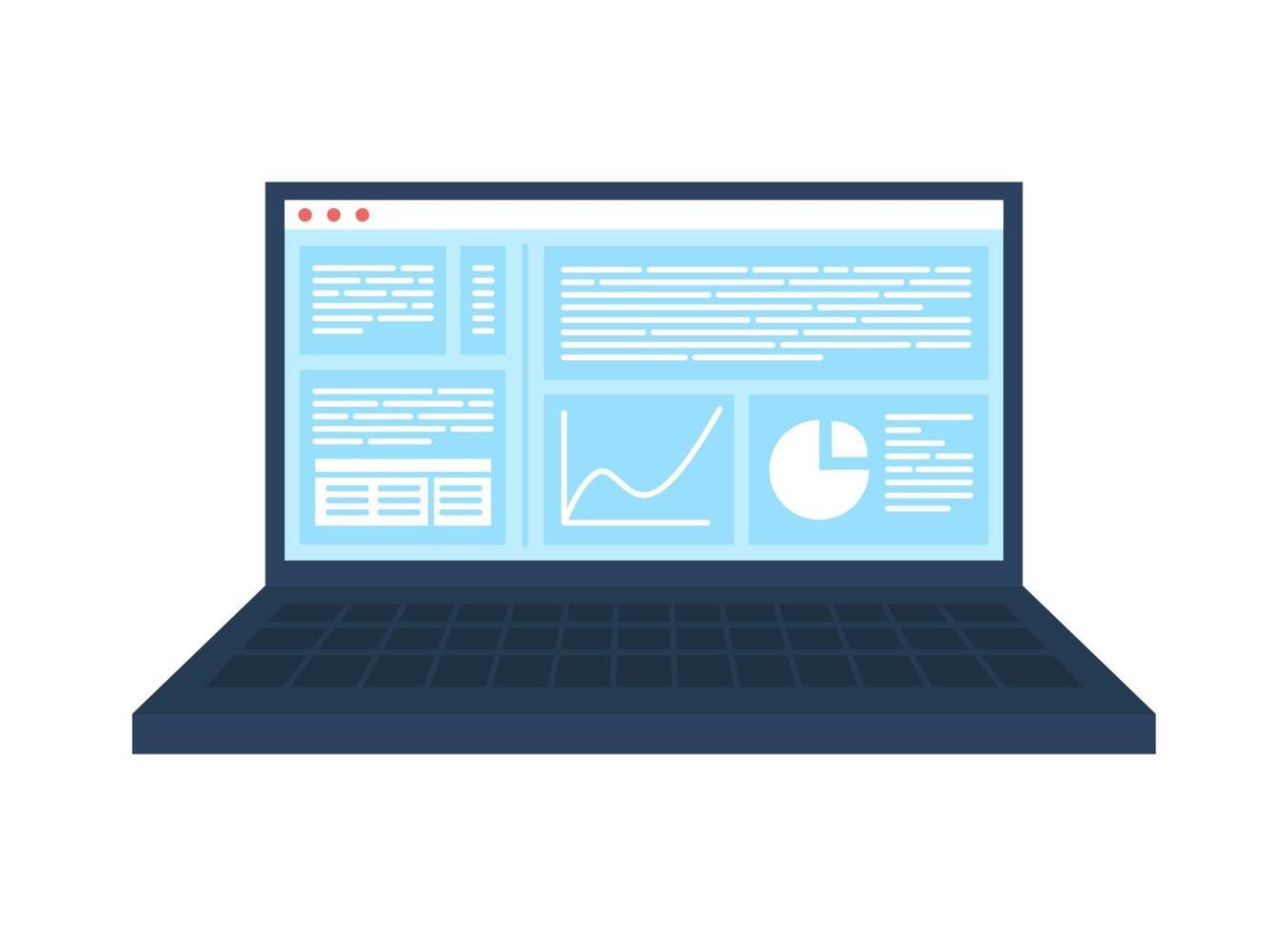 Business laptop semi flat color vector object