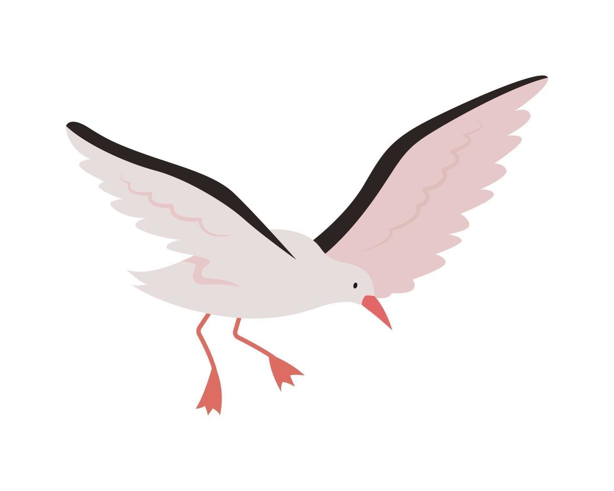 Flying seagull semi flat color vector character