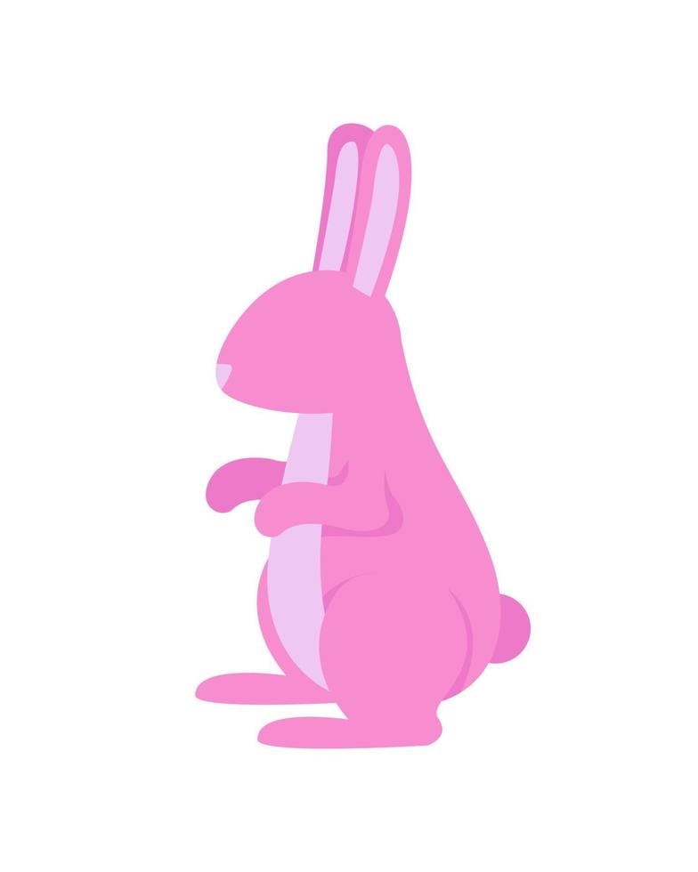 conejito de pascua rosa objeto vectorial de color semi plano vector