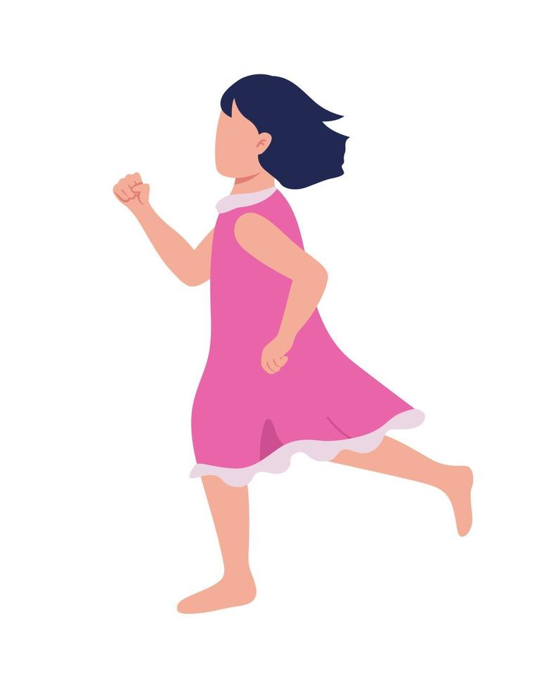 Girl in pink dress semi flat color vector character