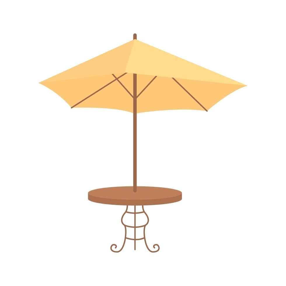Mesa con paraguas objeto vectorial de color semi plano vector