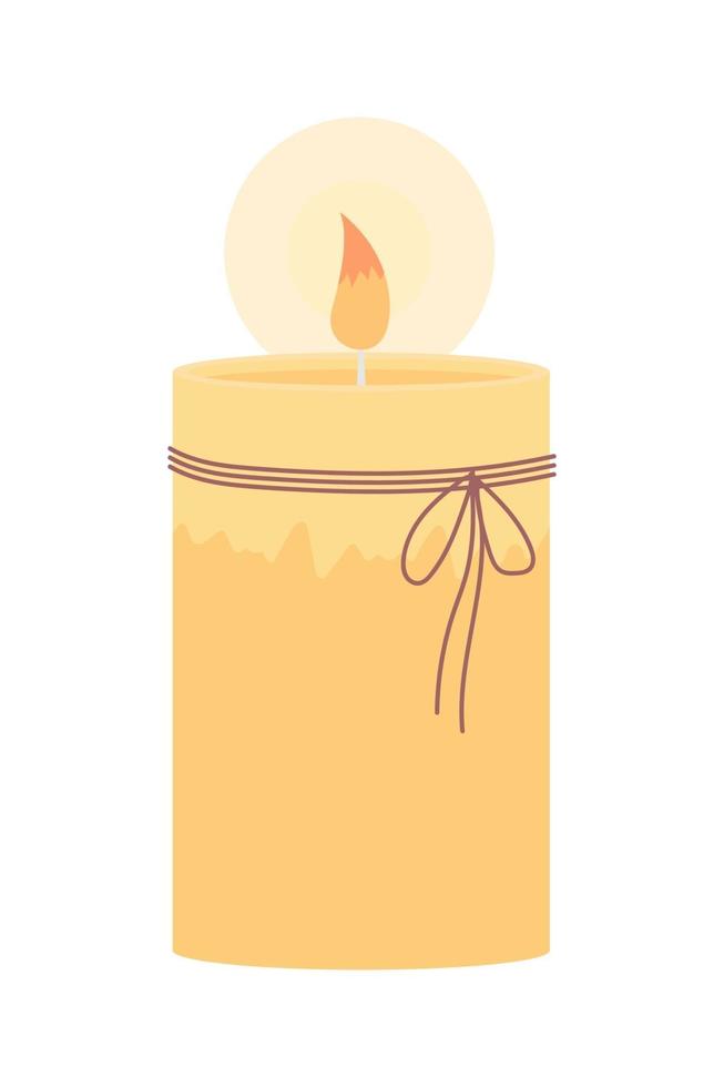 Burning candle semi flat color vector object