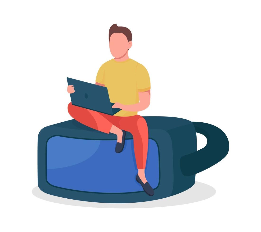 VR game development flat concept vector illustration
