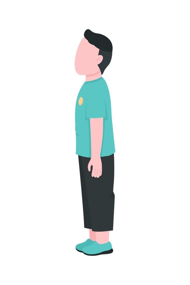 Side view male preschooler semi flat color vector character