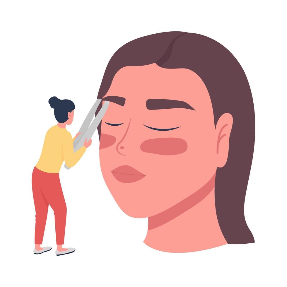 Professional eyebrow shaping flat concept vector illustration