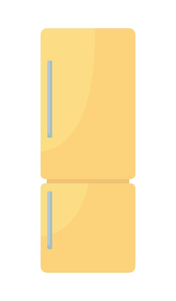 Yellow refrigerator semi flat color vector object