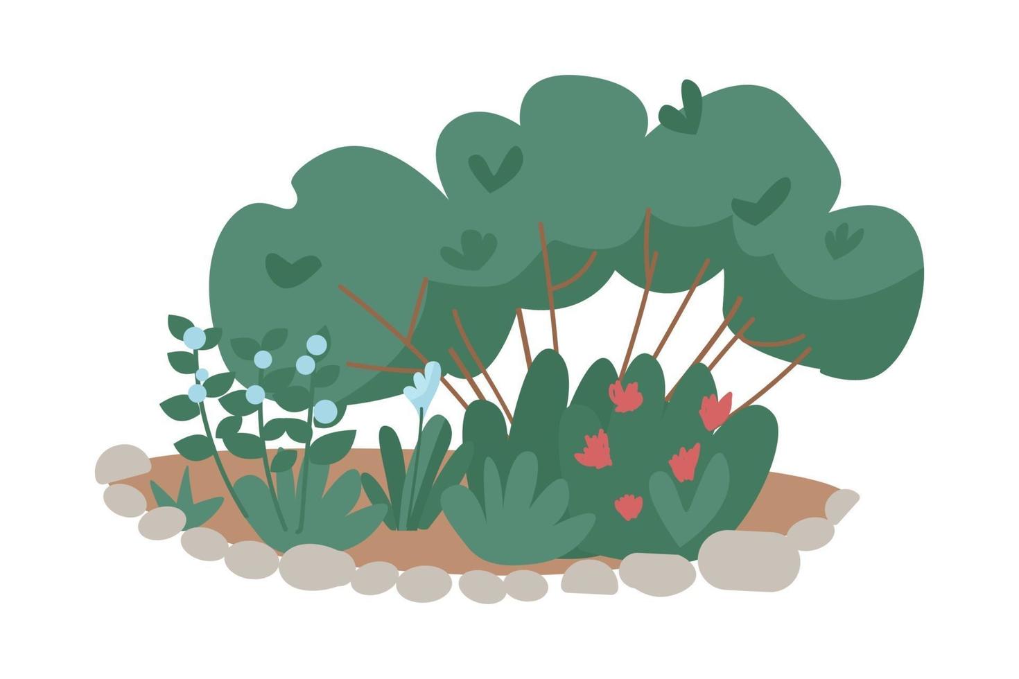 Arbustos para jardín de patio trasero objeto vectorial de color semi plano vector