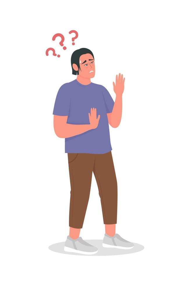 Man feels bewildered semi flat color vector character