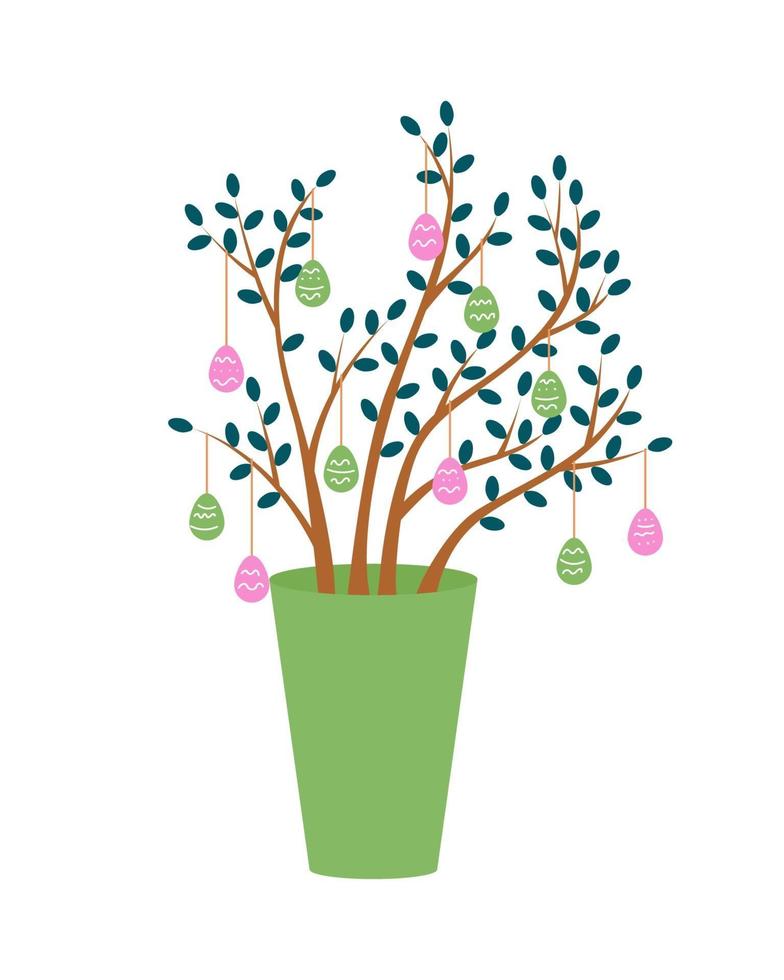 Easter egg tree semi flat color vector object