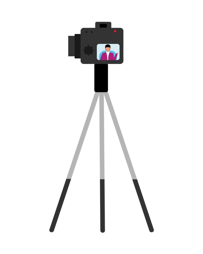 Camera on tripod semi flat color vector object