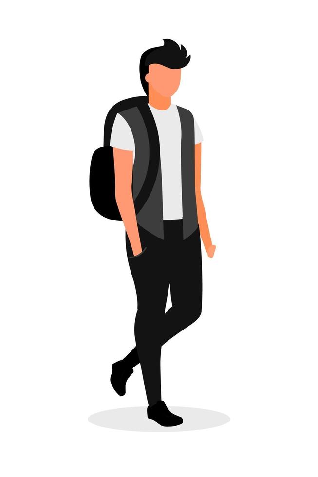 Male high school senior semi flat color vector character