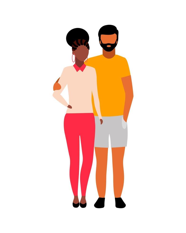 Happy couple semi flat color vector characters