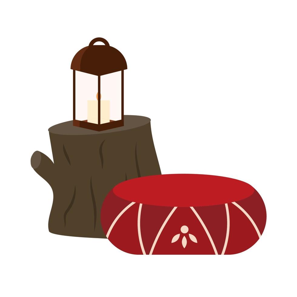 Cozy accessories for camping semi flat color vector object