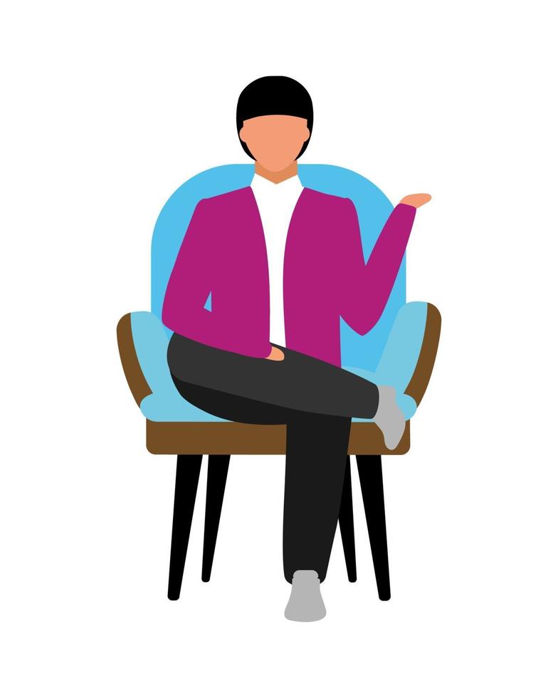 Male talk show host semi flat color vector character