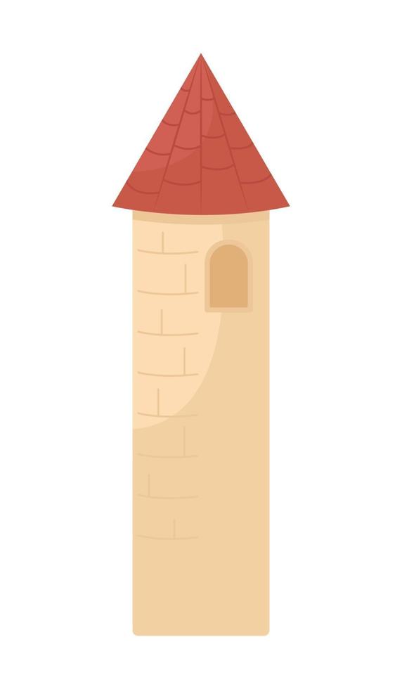 Torre de castillo medieval objeto vectorial de color semi plano vector