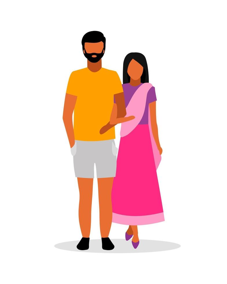Married couple semi flat color vector characters