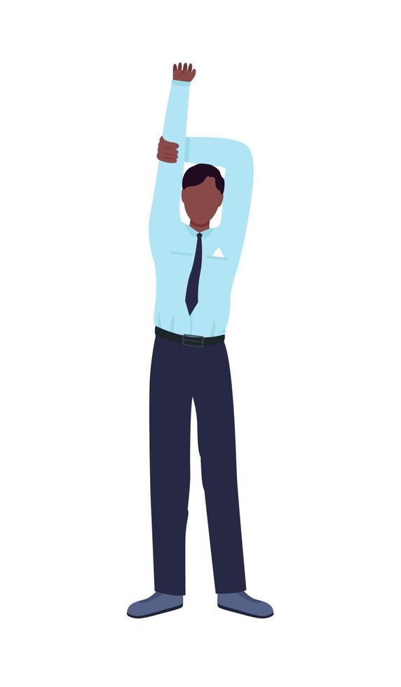 Office worker stretches semi flat color vector character